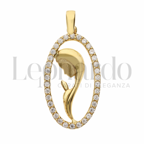con Zircone bianco in Oro Giallo da 2gr.