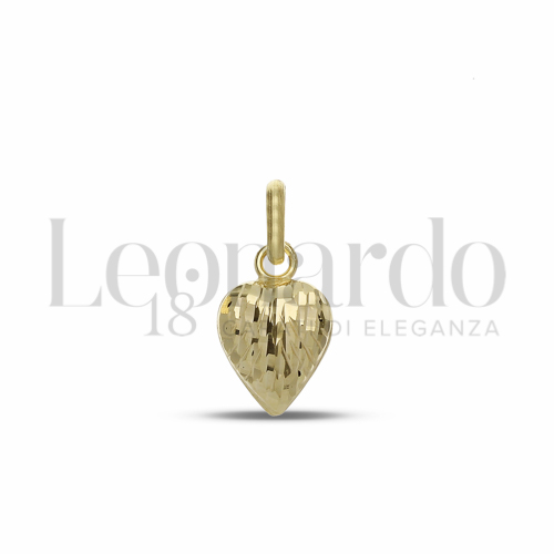 Pendenti Cuore in Oro 18 Carati Modello: Scatolato Misura: 1° Finitura: Rigata e diamantata 0,8g