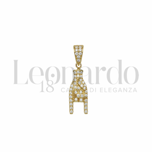 con Pavé di zirconi bianchi in Oro Giallo da 1,9gr.