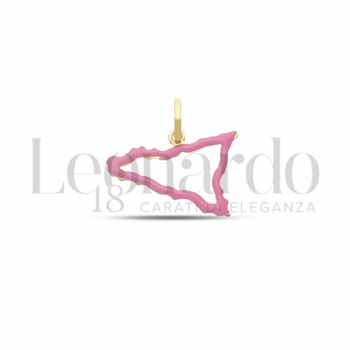 Modello Stampato traforato con Smalto rosa in Oro Giallo da 0,8gr.