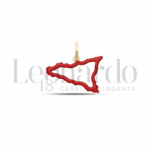 Modello Stampato traforato con Smalto rosso in Oro Giallo da 0,8gr.