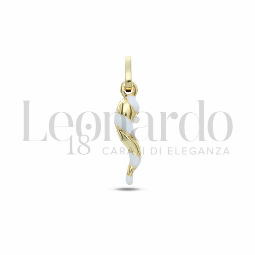 Modello Scatolato con Smalto Bianco in Oro Giallo da 0,8gr.