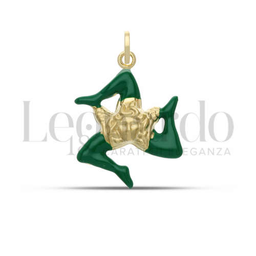 Modello Stampato con Smalto Verde in Oro Giallo da 1,3gr.