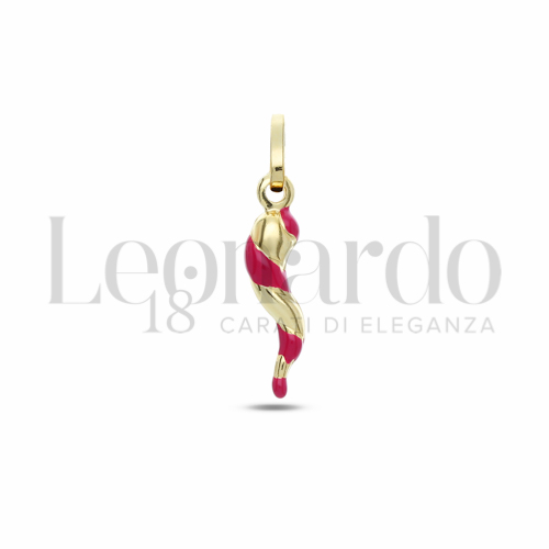 Modello Scatolato con Smalto Fucsia in Oro Giallo da 0,8gr.