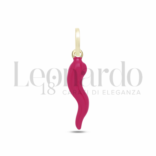 Modello Scatolato con Smalto Fucsia in Oro Giallo da 1,2gr.