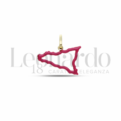 Modello Stampato traforato con Smalto Fucsia in Oro Giallo da 0,8gr.