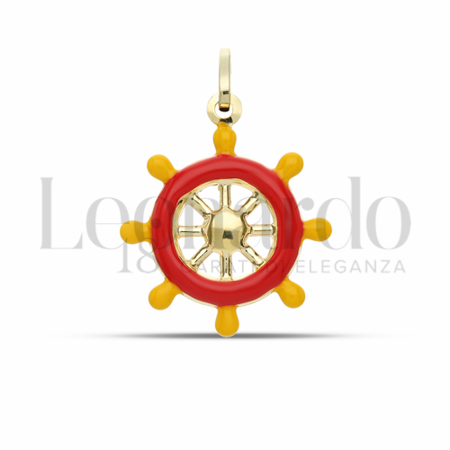 Modello Stampato con SMALTO ROSSO E GIALLO in Oro Giallo da 1,2gr.