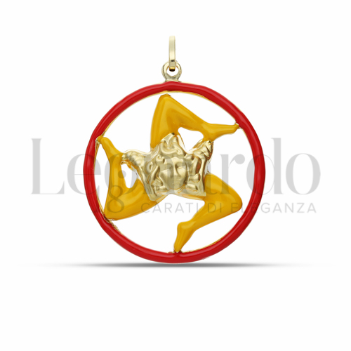 Modello Scatolato con Smalto Rosso e Giallo in Oro Giallo da 3gr.