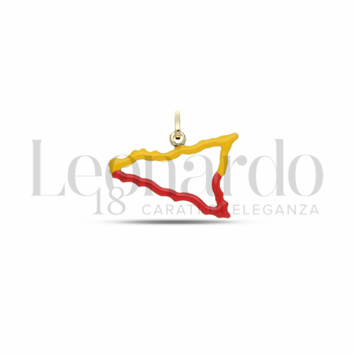 Modello Stampato traforato con Smalto Rosso e Giallo in Oro Giallo da 0,8gr.