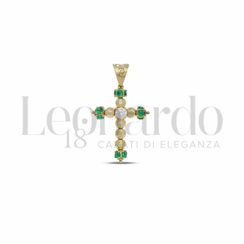 Sfera da 4 mm con Zirconi verdi e zirconi bianchi in Oro Giallo da 2,4gr.