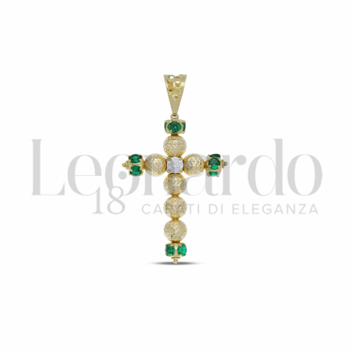 Sfera da 06 mm con Zirconi verdi e zirconi bianchi in Oro Giallo da 3,7gr.