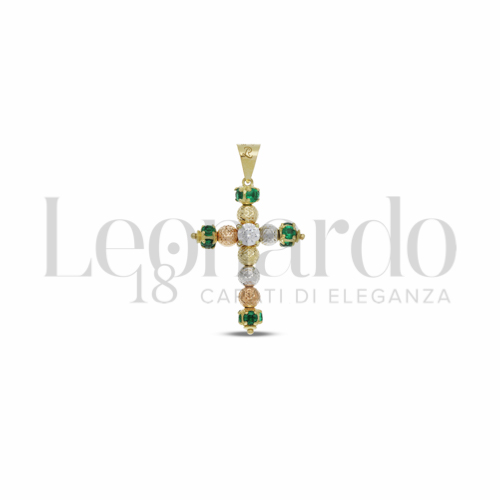 Sfera da 4 mm con Zirconi verdi e zirconi bianchi in Oro Giallo, Oro Bianco e Oro Rosa da 2,2gr.