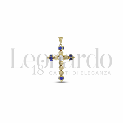 Sfera da 4 mm con Zirconi blu e zirconi bianchi in Oro Giallo da 2,2gr.