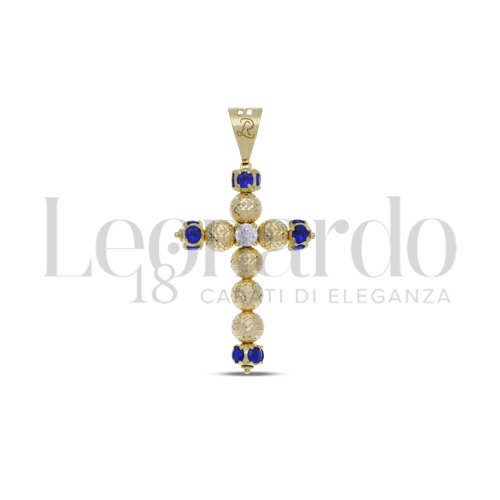 Sfera da 06 mm con Zirconi blu e zirconi bianchi in Oro Giallo da 3,6gr.