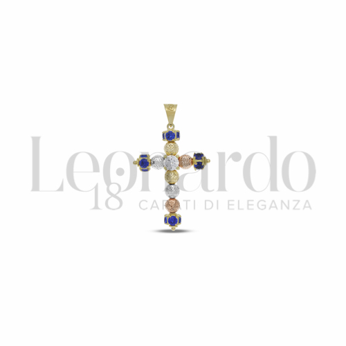Sfera da 4 mm con Zirconi blu e zirconi bianchi in Oro Giallo, Oro Bianco e Oro Rosa da 2,3gr.