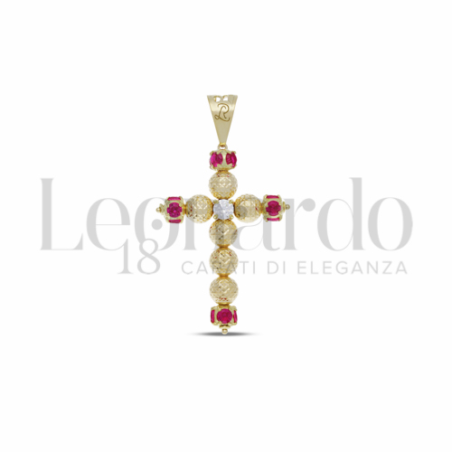 Sfera da 06 mm con Zirconi rossi e zirconi bianchi in Oro Giallo da 3,9gr.