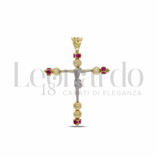 Sfera da 5 mm con Zircone rosso in Oro Giallo e Oro Bianco da 4gr.