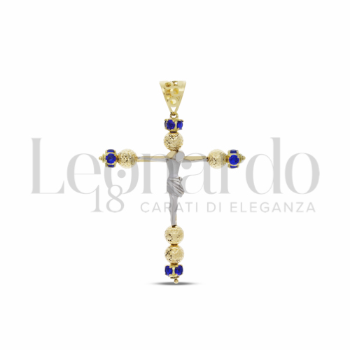 Sfera da 5 mm con Zircone Blu in Oro Giallo e Oro Bianco da 3,7gr.