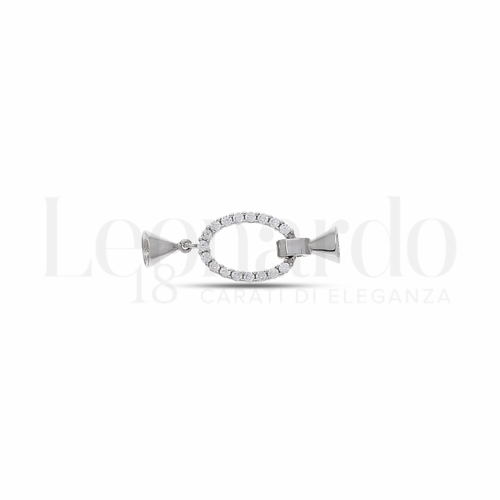 Ovale con Zircone bianco in Oro Bianco da 2gr.