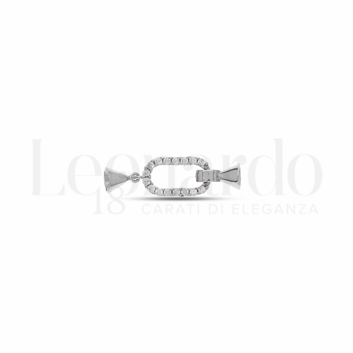 Rettangolo con bordi stondati con Zircone bianco in Oro Bianco da 1,9gr.