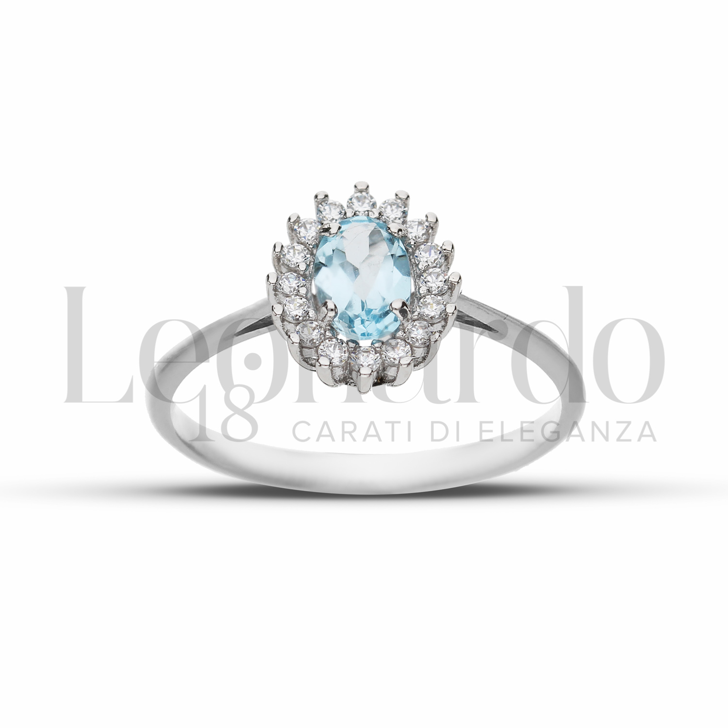 Ivy Gems Orecchini A Perno In Oro Bianco 9kt Con Topazio Blu Ovale, 1.42 Ct - Con Scatola Regalo