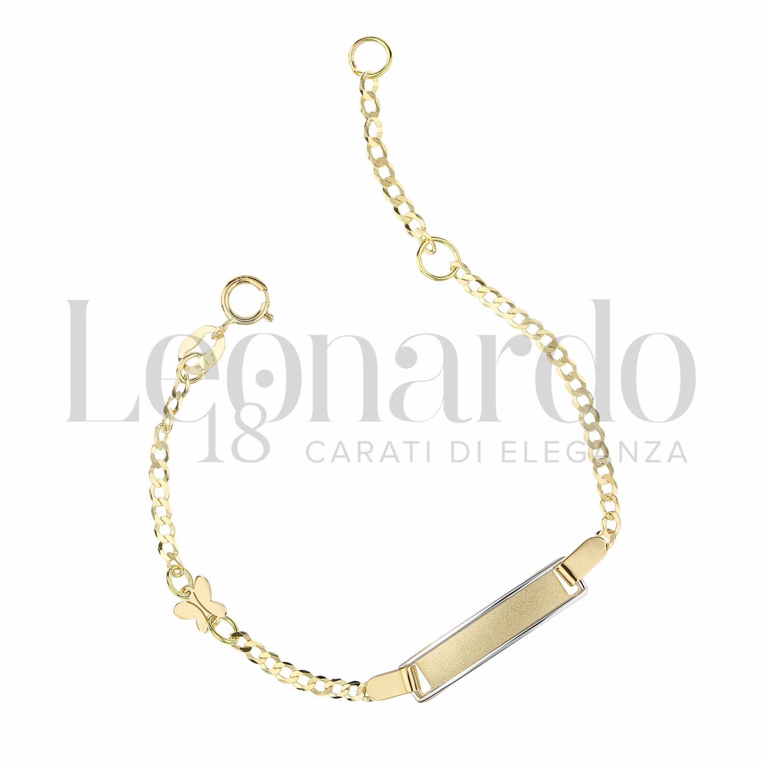 Braccialetto A Catena Placcato Oro 18K Con Farfalla - Regolabile 17+6 Cm