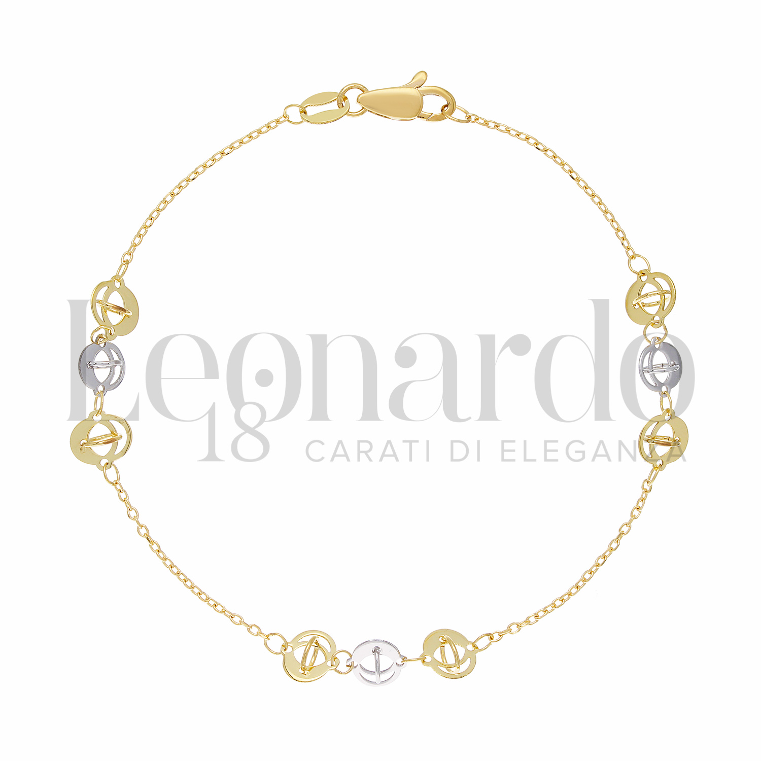 CARISSMA Bracciale Con Catena Twist In Oro 9 Ct - Giallo E Bicolore - Lunghezza 18 Cm - Gioiello Donna, Eleganza Italiana