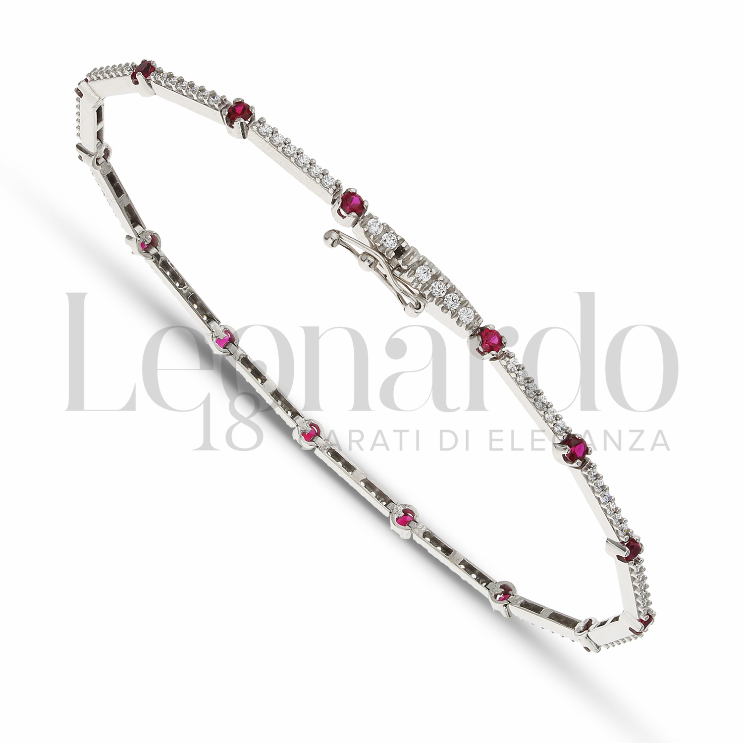 Never Say Never Bracciale Uomo Donna Oro Bianco 18kt: 351 Zirconi, Elegante E Sicuro (18,5 Cm)