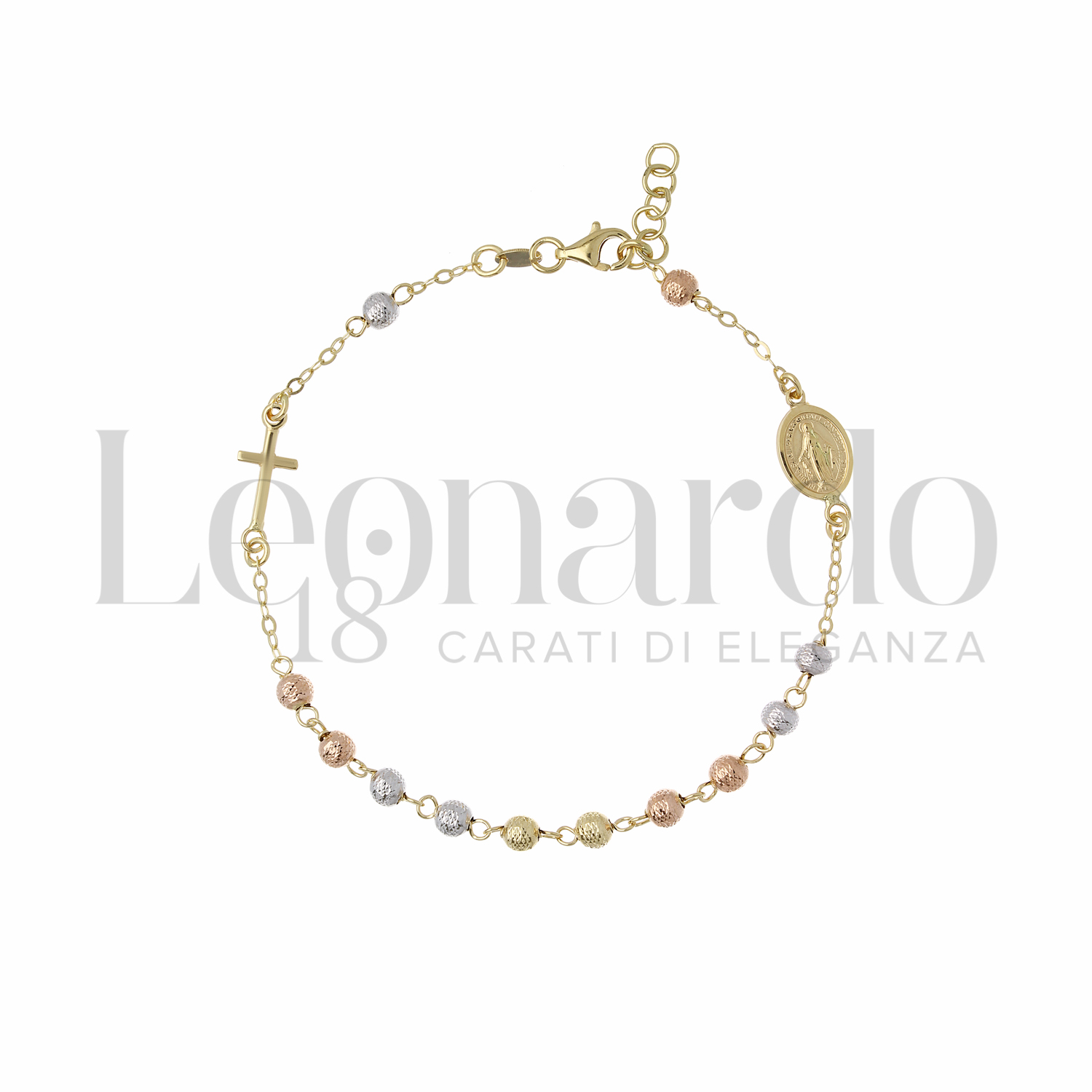 Bracciali Bracciale Rosario ammagliato in Oro 18 Carati Modello: Lineare  Diametro sfere o lunghezza: 4 mm/19+2 cm Finitura elementi: Diamantata  mille facce 4g