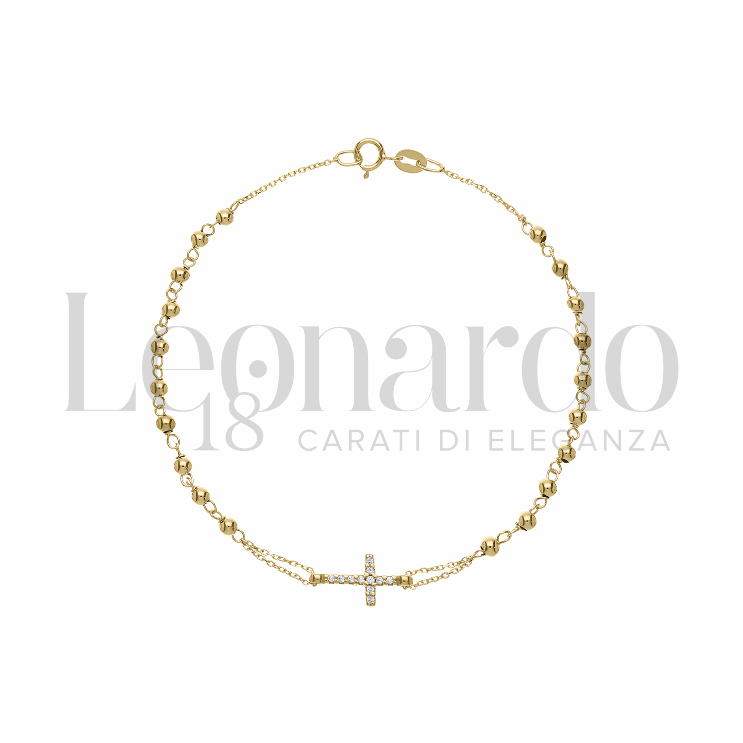 Bracciale Rosario Oro Giallo 18 kt con Sfere da 4 mm 21 cm