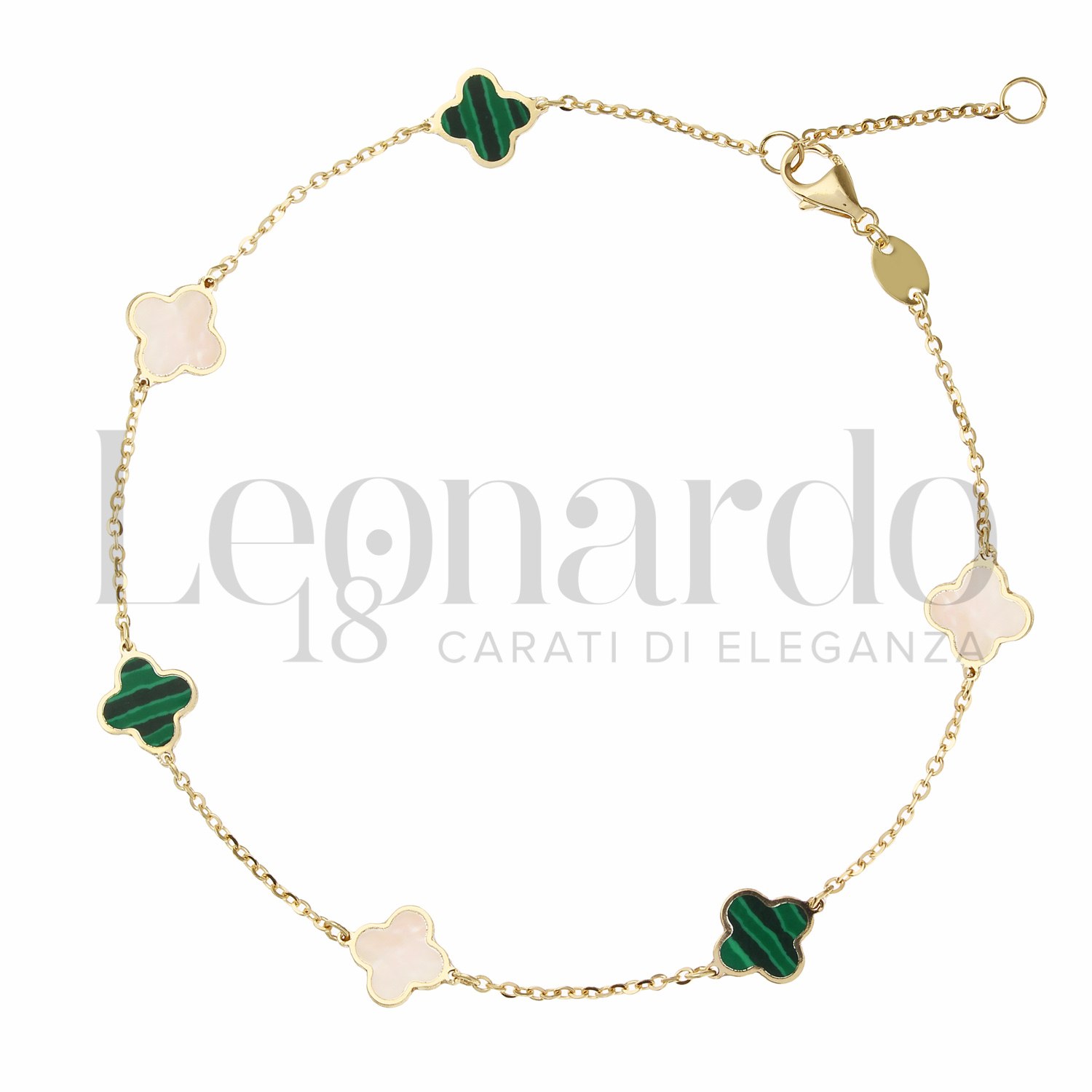 ROUGEMONT Bracciale Rigido Quadrifoglio Con Zirconi - Placcato Oro 18K - 18 Cm - Gioiello Elegante Impermeabile