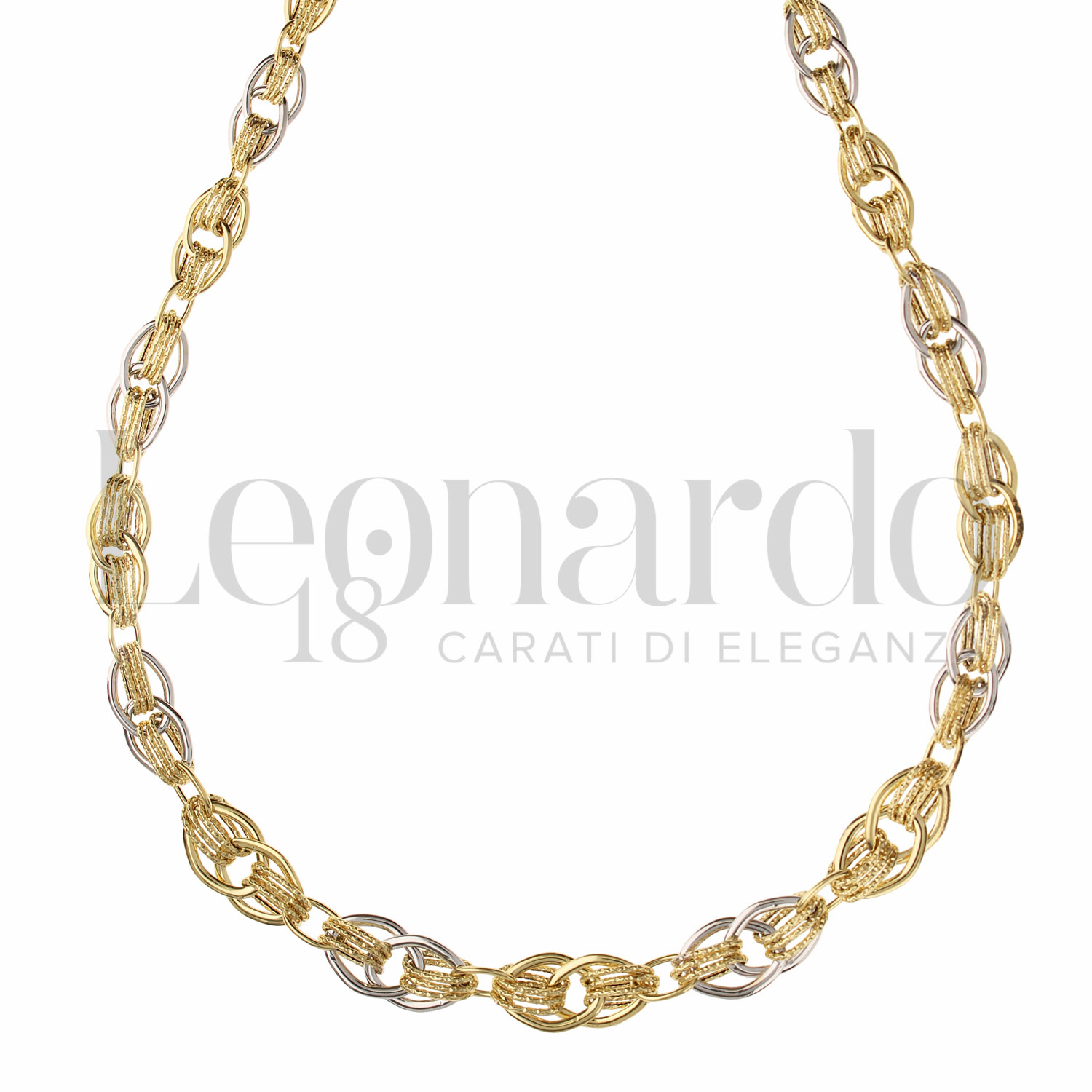 Collane in Oro Giallo e Bianco da 16,8gr. Girocollo a catena Donna 18 Carati