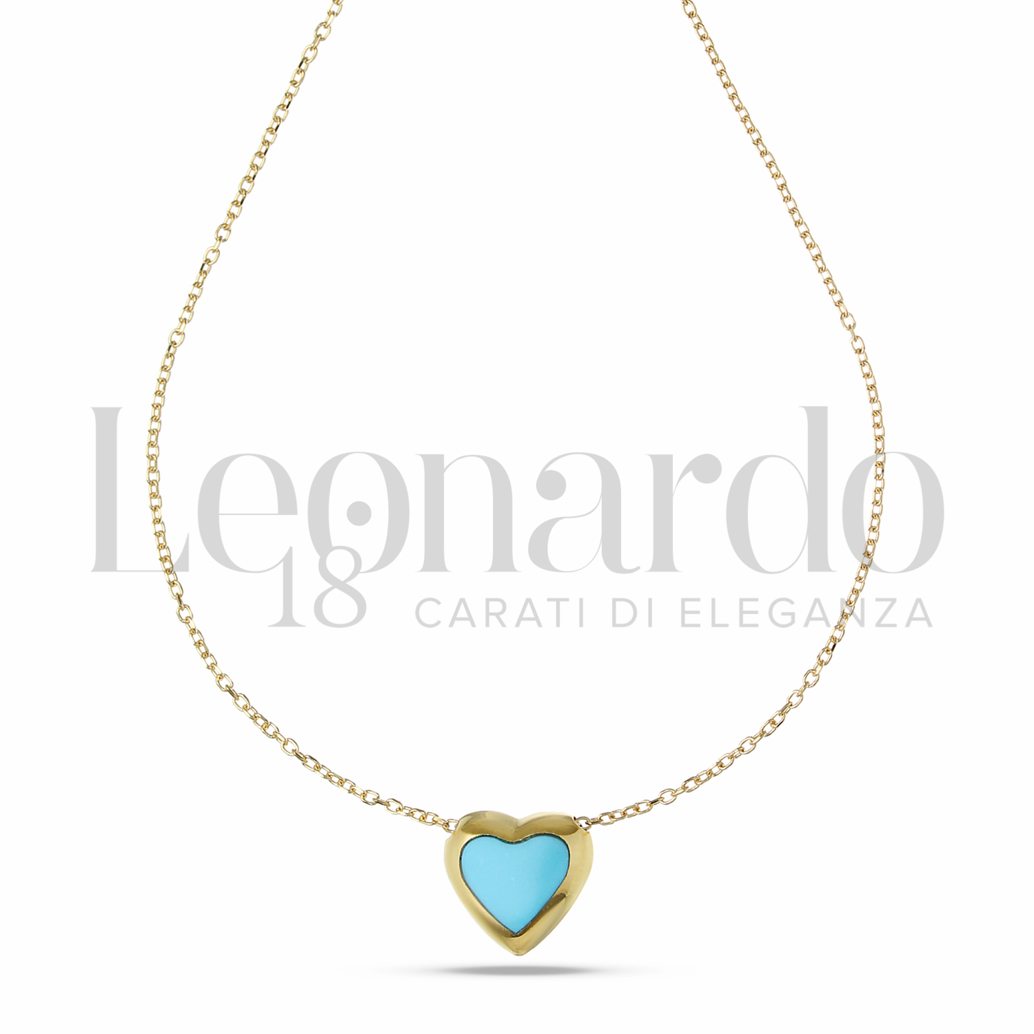 Collana con cuore pendente turchese