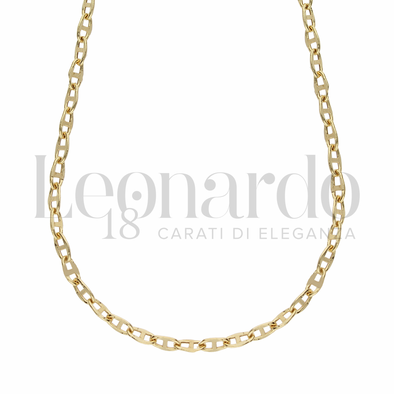 Never Say Never Collana In Oro Giallo 18kt Con Ciondolo Mezza Luna - Catena Forzatina 40 Cm, Punzone 750