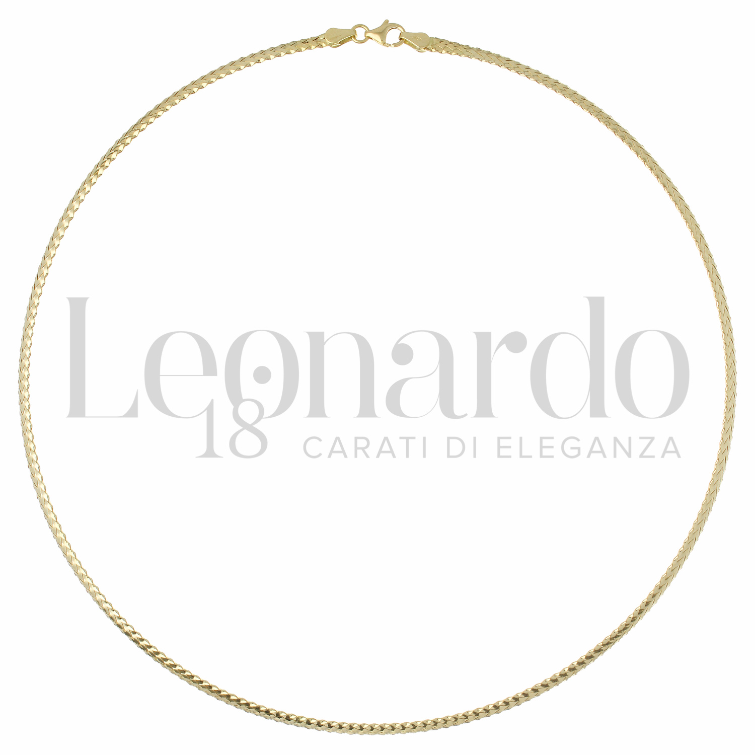 Collana Donna Oro Giallo 18k 45 Cm Filo Intrecciato - Peso 2 Grammi - Gioiello Elegante Con Certificato Di Autenticità Never Say Never