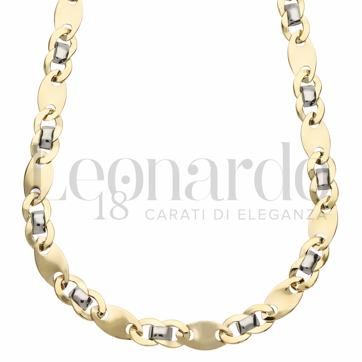 Bracciale maglia marina bombata da 11 mm placcato oro bianco in argento 925