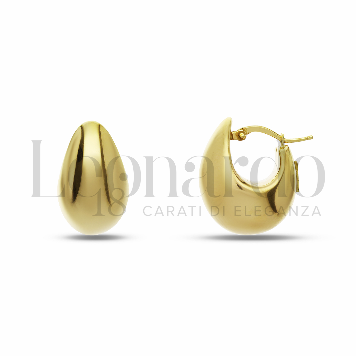 Orecchini Donna Oro Giallo 18k A Forma Di Foglia, Opachi E Lucidi, 1,60x1,00 Cm, Peso 1,90g, Con Certificato Di Autenticità