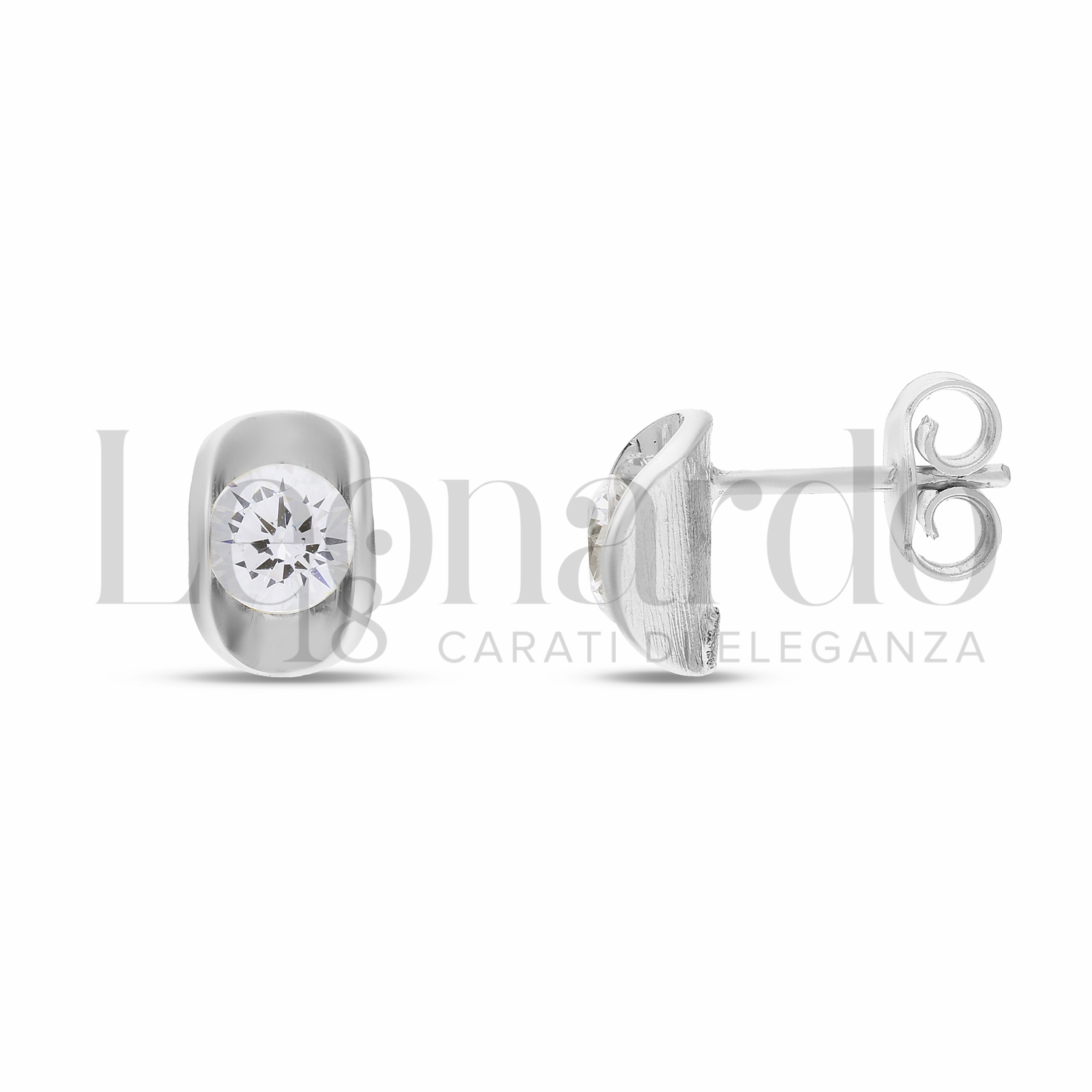 Orecchini Carissima A Due Bande In Oro Giallo E Bianco 9 Ct (375) Con Zirconi Cubici, Eleganti, Regalo In Confezione Lusso
