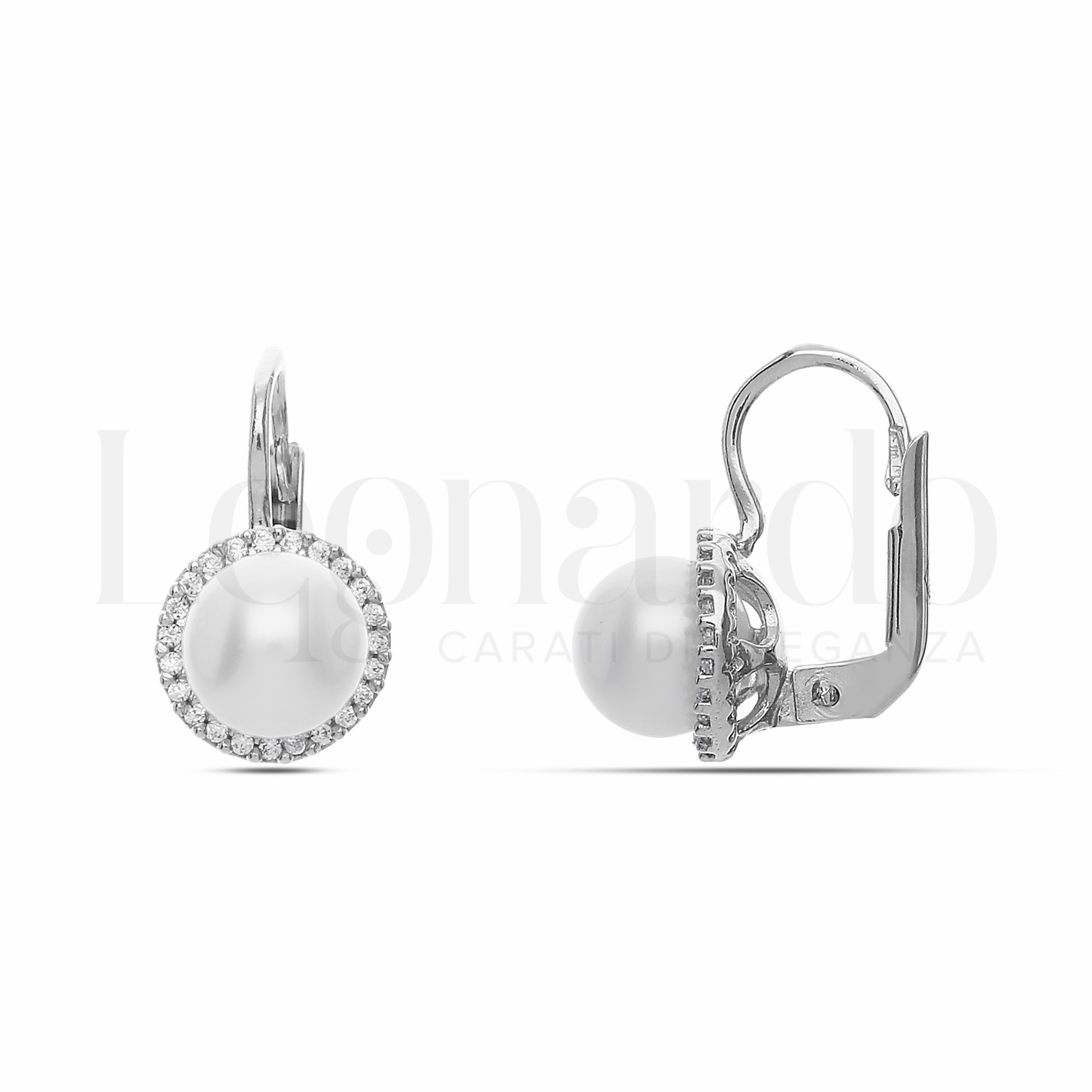 Orecchini A Perno Donna In Argento 925 Con Topazio Bianco - 1,12 Carati, Taglio Rotondo, Confezione Regalo