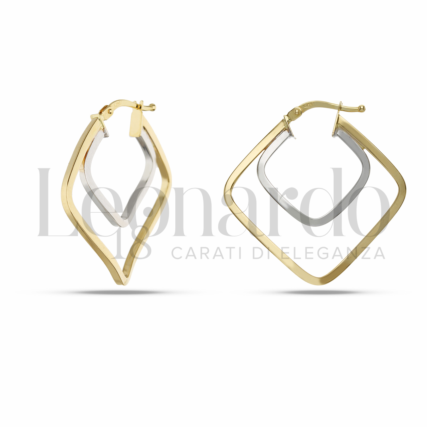 NKlaus Orecchini A Cerchio Oro Giallo 333 (8kt) Singoli 30 Mm, Quadrati, Vuoti, Con Chiusura Flessibile, 1 Pezzo