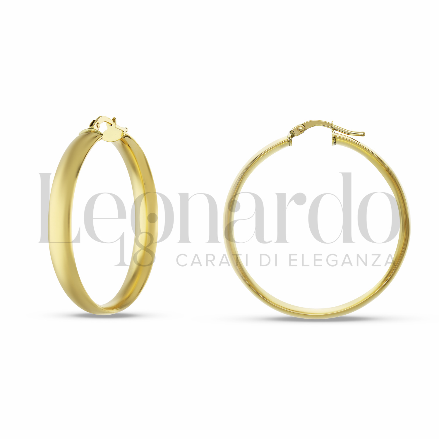 Orecchini A Cerchio Citerna In Oro Giallo 9 Carati (375) - Gioiello Classico Ed Elegante Con Certificato