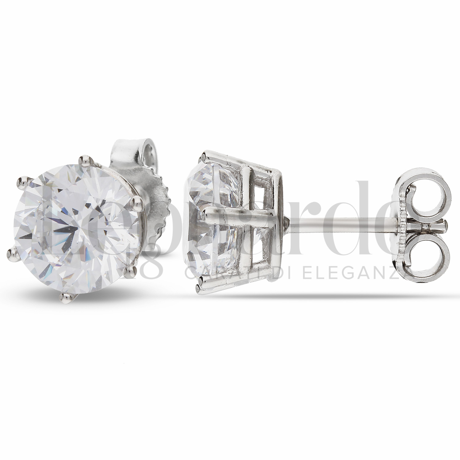 NKlaus Orecchino Singolo Uomo/Donna - Oro Bianco 333 (8 Carati) Con Zircone 3mm - Modello 1769