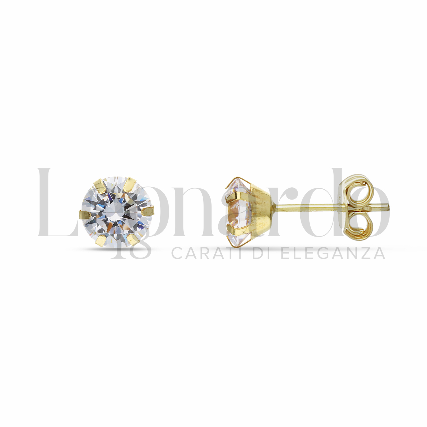Orecchini A Perno Con Zirconia Cubica 8 Mm + 1 Mm – Placcati Rame – Ipoallergenici – Regalo Donna
