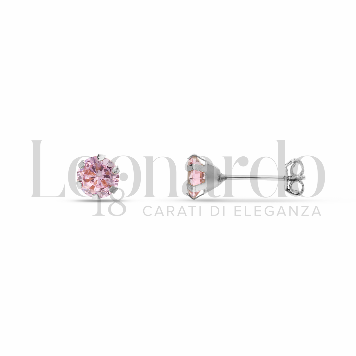 Orecchini Rotondi In Oro Giallo 9k (375) Con Zirconi Rosa – In Scatola Regalo Con Certificato Di Garanzia