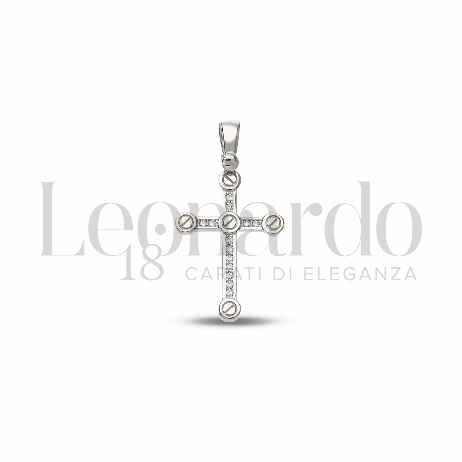 Collana Tuscany Silver Con Crocetta Liscia E Zircone Bianco In Argento 925 - Catina 46 Cm, Gioiello Etico Riciclato